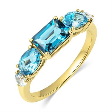 Bonbon 18ct Yellow Gold Blue Topaz Ring thumbnail 