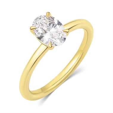 18ct Yellow Gold Lab Grown Oval Diamond Engagement Ring 1.00ct thumbnail 