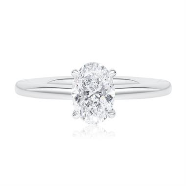 Platinum Lab Grown Oval Diamond Engagement Ring 1.00ct thumbnail