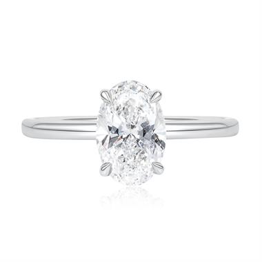 Platinum Lab Grown Oval Diamond Engagement Ring 1.50ct thumbnail