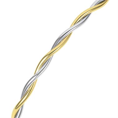 18ct Yellow And White Gold Twist Oval Bangle thumbnail