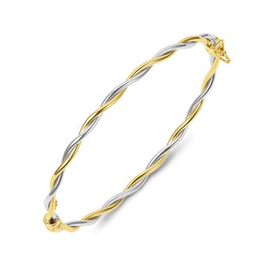 18ct Yellow And White Gold Twist Oval Bangle thumbnail