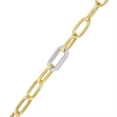 18ct Yellow Gold Diamond Set Paperlink Bracelet thumbnail