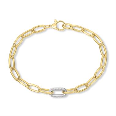 18ct Yellow Gold Diamond Set Paperlink Bracelet thumbnail