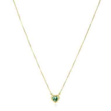 18ct Yellow Gold Green Tourmaline Heart Necklace thumbnail