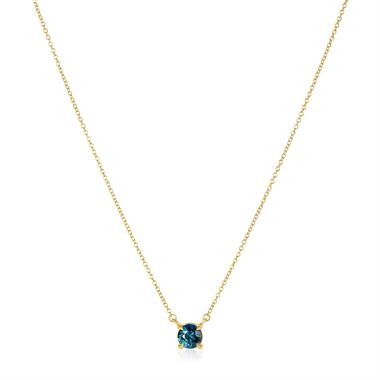 18ct Yellow Gold Teal Sapphire Necklace thumbnail