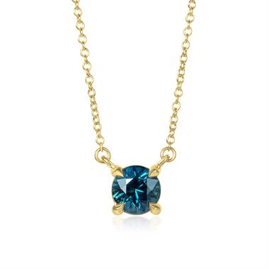 18ct Yellow Gold Teal Sapphire Necklace thumbnail