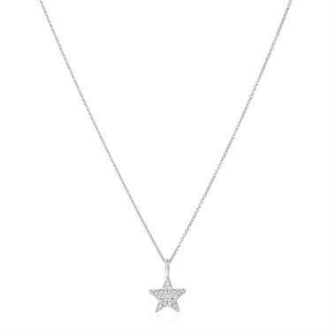 18ct White Gold Diamond Star Necklace thumbnail