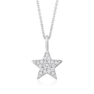 18ct White Gold Diamond Star Necklace thumbnail