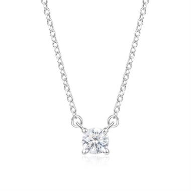 18ct White Gold Diamond Solitaire Necklace 0.24ct thumbnail