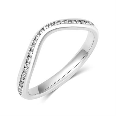 Platinum Diamond Shaped Wedding Ring 0.14ct thumbnail 