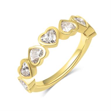 18ct Yellow Gold Heart Diamond Half Eternity Ring 1.40ct thumbnail