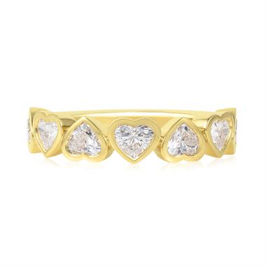 18ct Yellow Gold Heart Diamond Half Eternity Ring 1.40ct thumbnail