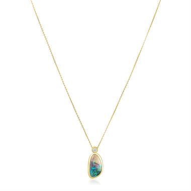 18ct Yellow Gold Black Opal Necklace thumbnail