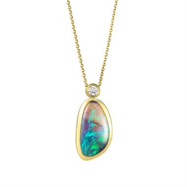 18ct Yellow Gold Black Opal Necklace thumbnail