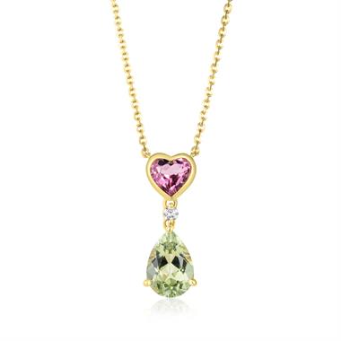 18ct Yellow Gold Tourmaline Drop Necklace thumbnail