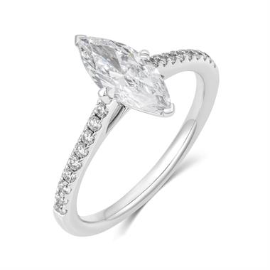 Platinum Marquise Shape Diamond Solitaire Engagement Ring 1.25ct thumbnail