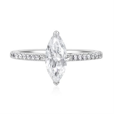 Platinum Marquise Shape Diamond Solitaire Engagement Ring 1.25ct thumbnail