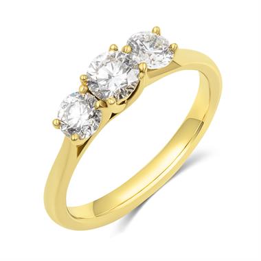 18ct Yellow Gold Diamond Three Stone Engagement Ring 1.00ct thumbnail