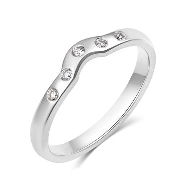 18ct White Gold Diamond Shaped Wedding Ring 0.08ct thumbnail