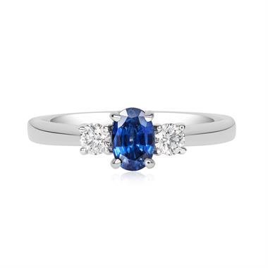 Platinum Sapphire and Diamond Three Stone Ring thumbnail