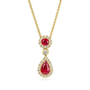 Camellia 18ct Yellow Gold Ruby and Diamond Necklace thumbnail