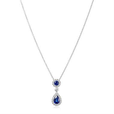 Camellia 18ct White Gold Sapphire and Diamond Necklace thumbnail