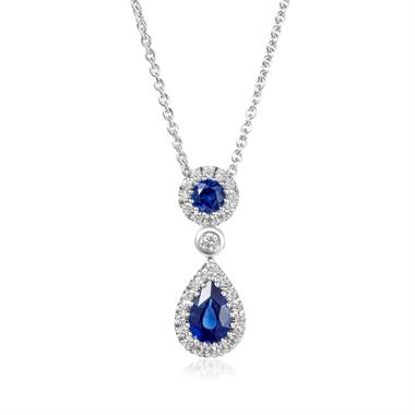 Camellia 18ct White Gold Sapphire and Diamond Necklace thumbnail 