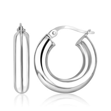 18ct White Gold Hoop Earrings 18mm thumbnail