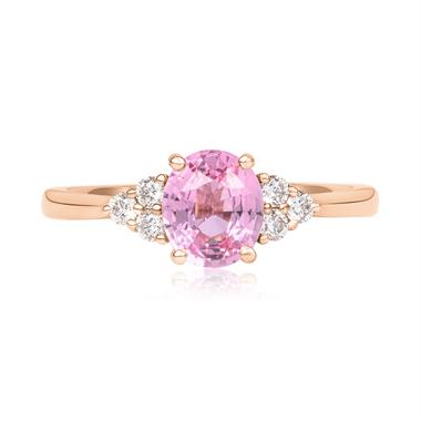 18ct Rose Gold Oval Padparadscha Sapphire and Diamond Ring thumbnail