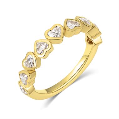 18ct Yellow Gold Heart Diamond Half Eternity Ring 1.00ct thumbnail