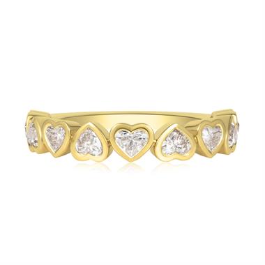 18ct Yellow Gold Heart Diamond Half Eternity Ring 1.00ct thumbnail