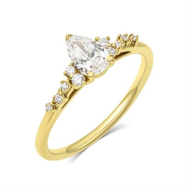 Stardust 18ct Yellow Gold Pear Diamond Engagement Ring 0.50ct thumbnail 