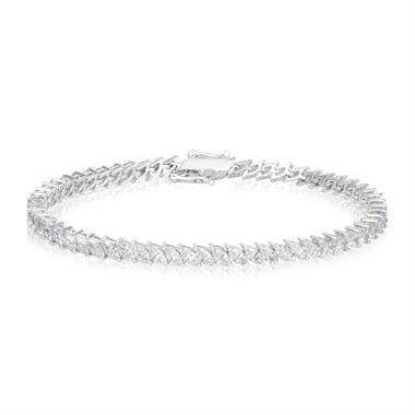 18ct White Gold Marquise Diamond Tennis Bracelet 7.18ct thumbnail 