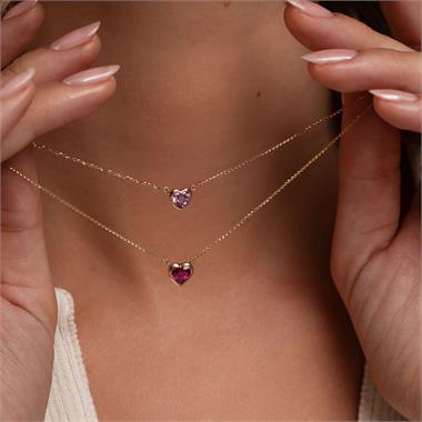 18ct Yellow Gold Ruby Heart Necklace thumbnail