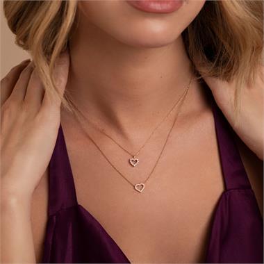 18ct Yellow Gold Diamond Heart Necklace thumbnail