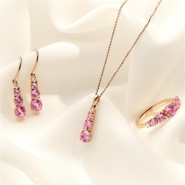 Bonbon 18ct Rose Gold Pink Sapphire and Diamond Pendant thumbnail