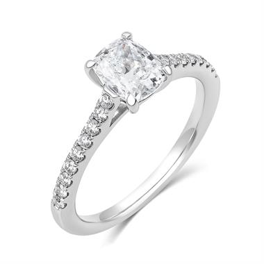 Platinum Cushion Diamond Solitaire Engagement Ring thumbnail