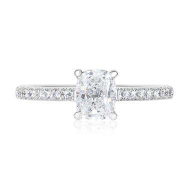 Platinum Cushion Diamond Solitaire Engagement Ring thumbnail