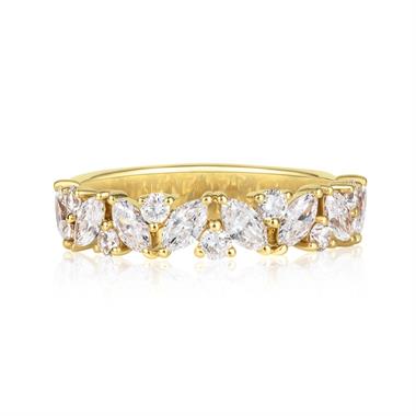 18ct Yellow Gold Marquise and Round Diamond Half Eternity Ring thumbnail