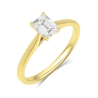 18ct yellow Gold Emerald Cut Diamond Solitaire Engagement Ring 0.70ct thumbnail