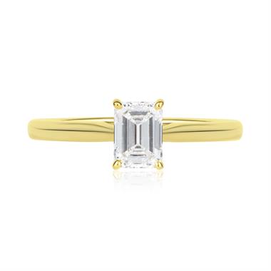 18ct yellow Gold Emerald Cut Diamond Solitaire Engagement Ring 0.70ct thumbnail