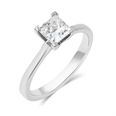 Platinum Princess Cut Diamond Solitaire Engagement Ring 0.90ct thumbnail