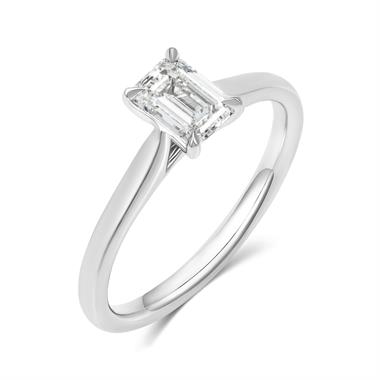 Platinum Emerald Cut Diamond Solitaire Engagement Ring 0.70ct thumbnail 