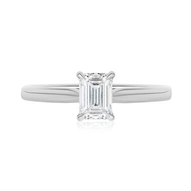 Platinum Emerald Cut Diamond Solitaire Engagement Ring 0.70ct thumbnail