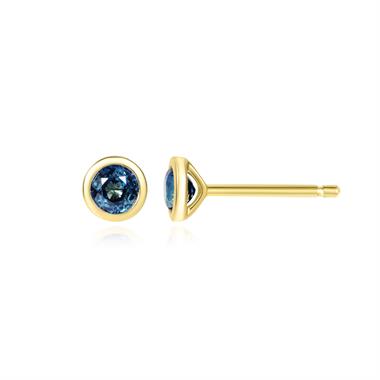 18ct Yellow Gold Blue Sapphire Stud Earrings thumbnail