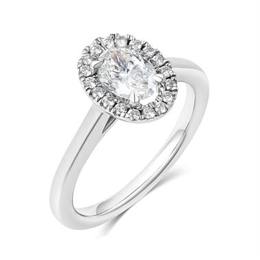 Platinum Oval Diamond Halo Engagement Ring 0.90ct thumbnail