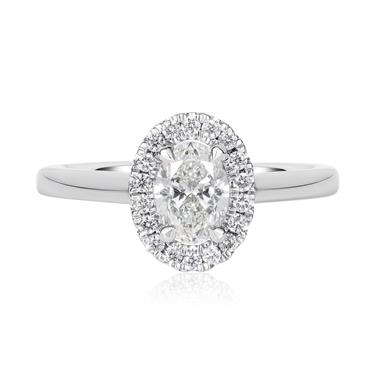 Platinum Oval Diamond Halo Engagement Ring 0.90ct thumbnail