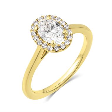 18ct Yellow Gold Oval Diamond Halo Engagement Ring 1.10ct thumbnail