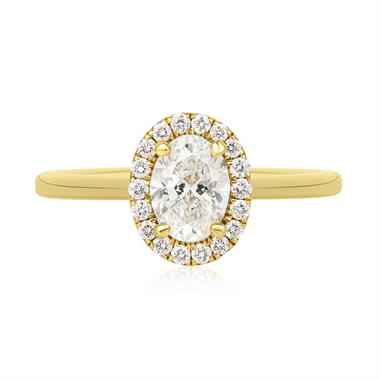18ct Yellow Gold Oval Diamond Halo Engagement Ring 1.10ct thumbnail